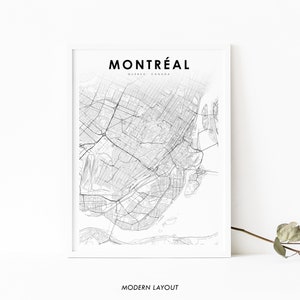 Montréal Québec carte impression, QC Canada carte Art affiche, Montréal, ville rue carte routière impression, pépinière chambre mur bureau décor, carte imprimable
