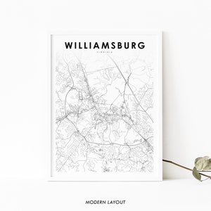 Williamsburg VA Map Print, Virginia USA Map Art Poster, James City, City Street Map Print, Nursery Room Wall Office Decor, Printable Map