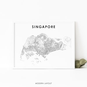 Impresión de mapas de Singapur, cartel del mapa de carreteras del país, península malaya de Malasia, arte del mapa, decoración de la oficina de la pared de la guardería, mapa imprimible