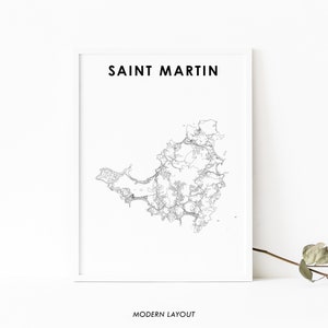 Saint Martin Karte Drucken, Straßen Karte Poster, Sint Maarten Saint-Martin St Martin Marigot Karte Kunst, Kinderzimmer Wand Büro Dekor, druckbare Karte