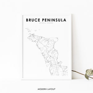 Impressão de mapa de Ontário da Península Bruce, no pôster de arte de mapa do Canadá, impressão de mapa de ruas da cidade, decoração de parede de quarto de berçário, mapa para impressão
