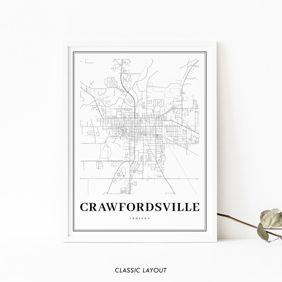Crawfordsville IN Map Print Indiana USA Map Art Poster Etsy UK