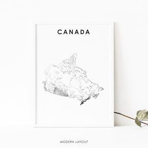 Impression de carte du Canada, affiche de carte de route de pays, Toronto Vancouver Ottawa Montréal, art de carte, décor de bureau de mur de salle de pépinière, carte imprimable