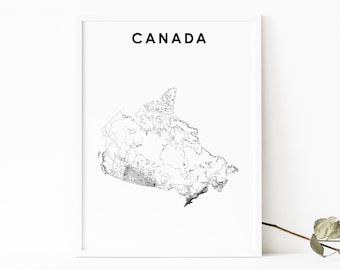 Canada Map Print, Country Road Map Poster, Toronto Vancouver Ottawa Montreal, Map Art, Nursery Room Wall Office Decor, Printable Map