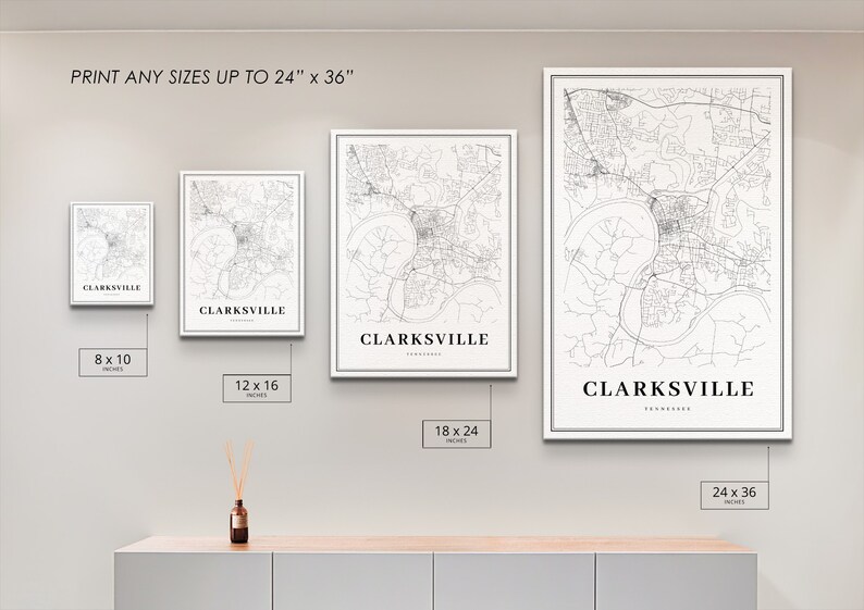 Clarksville TN Map Print Tennessee USA Map Art Poster City - Etsy