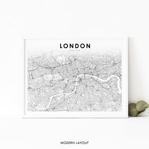 Innenstadt London England Karte Druck, Vereinigtes Königreich UK Karte Kunst Poster, Stadt Straße Straßenkarte Druck, Kinderzimmer Wand Büro Dekor, druckbar