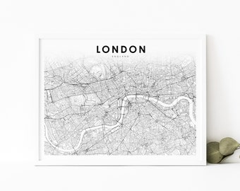 Centre-ville de Londres Angleterre carte impression, Royaume-Uni Royaume-Uni carte Art affiche, ville rue route carte impression, pépinière chambre mur bureau Decor, imprimable