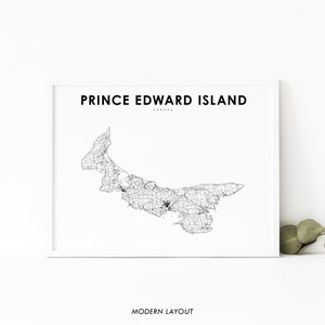 Prince Edward Island Map Print, PEI Canada Road Map Print, Charlottetown, Map Art Poster, Nursery Room Wall Office Decor, Printable Map