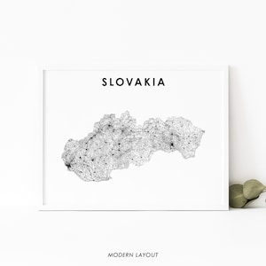 Slovakia Map Print, Road Map Poster, Slovak Slovenská Slovensko Bratislava Košice Map Art, Nursery Room Wall Office Decor, Printable Map