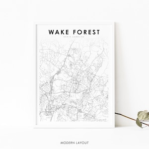 Wake Forest NC Karte Print, North Carolina USA Karte Kunst Poster, Stadt Straße Straße Karte Druck, Kinderzimmer Wand Büro Dekor, druckbare Karte