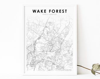 Wake Forest NC Map Print, North Carolina USA Map Art Poster, City Street Road Map Print, Nursery Room Wall Office Decor, Printable Map