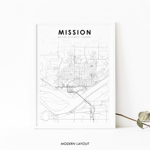 Missie BC Canada kaart afdrukken, British Columbia kaart Art Poster, stad straat routekaart afdrukken, kinderkamer muur Office Decor, afdrukbare kaart