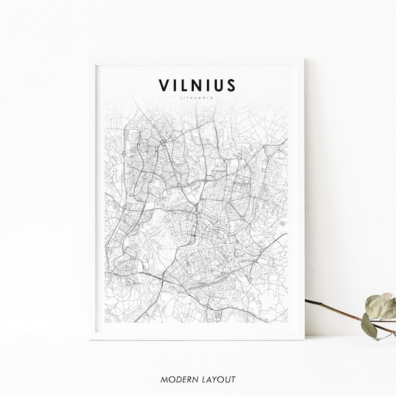 Vilnius Lithuania Map Print Map Art Poster Vilna Viļņa Etsy