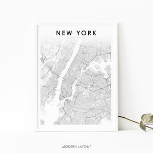 Impressão de mapa de Nova York, pôster de arte de mapa de Nova York NYC NY EUA, impressão de mapa de estradas de ruas da cidade, decoração de parede de quarto de berçário, mapa para impressão
