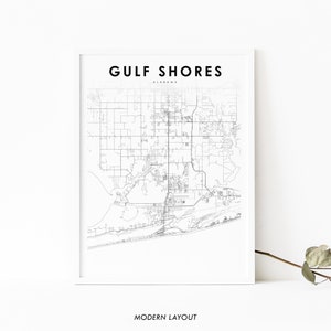 Golf Shores AL Karte Print, Alabama USA Karte Kunst Poster, Baldwin County, Stadt Straße Straße Karte Druck, Kinderzimmer Büro Wand Dekor, printable