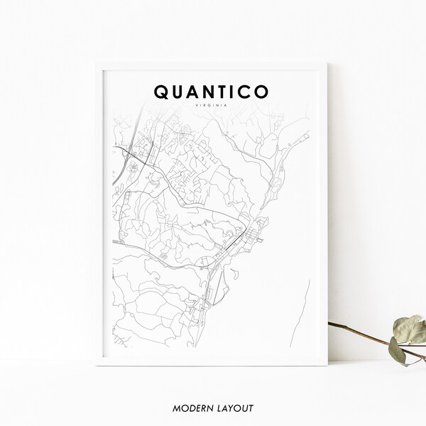 Quantico VA Map Print, Virginia USA Map Art Poster, Potomac Prince William, City Street Map Print, Nursery Room Wall Office Decor, Printable