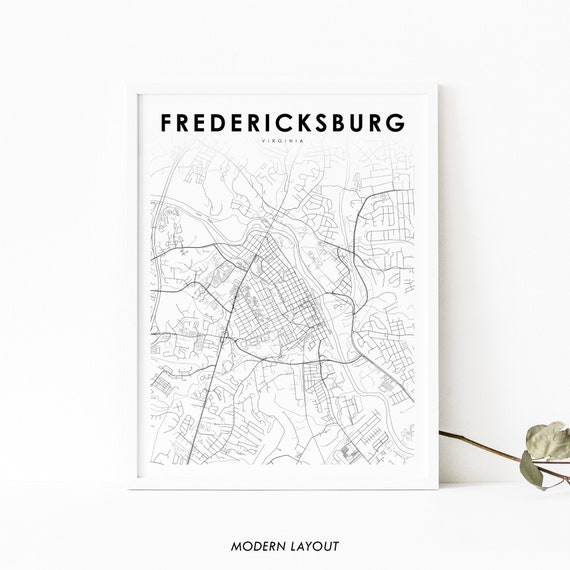 Fredericksburg VA Map Print Virginia USA Map Art Poster City Etsy UK