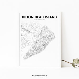 Hilton Head Island SC Map Print, South Carolina USA Map Art Poster, City Street Road Map Print, Nursery Room Wall Office Decor Printable Map