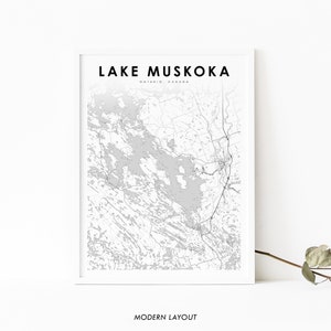 Lake Muskoka Ontario Map Print, ON Canada Map Art Poster, City Street Road Map Print, Nursery Room Wall Office Decor, Printable Map