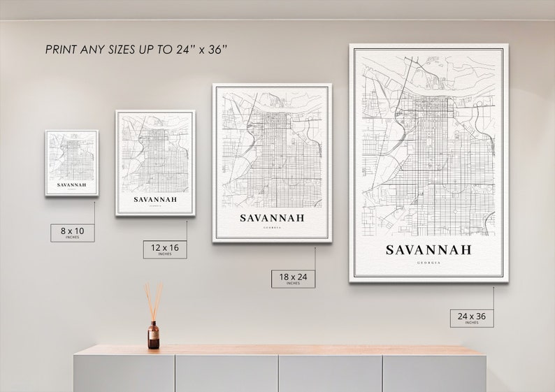 Downtown Savannah GA Map Print, Georgia USA Map Art Poster, City Street Road Map Print, Nursery Room Wall Office Decor, Printable Map image 6