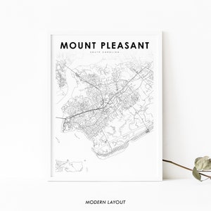Mount Pleasant SC Map Print, South Carolina USA Map Art Poster, City Street Road Map Print, Nursery Room Wall Office Decor, Printable Map