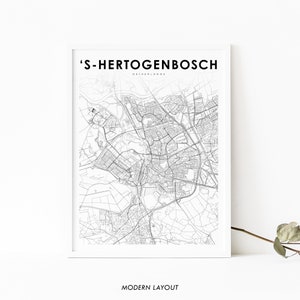 s-Hertogenbosch Niederlande Karte Print, Karte Kunst Poster, Den Bosch Stadt Straße Straße Karte Druck, Kinderzimmer Wand Büro Dekor, druckbare Karte