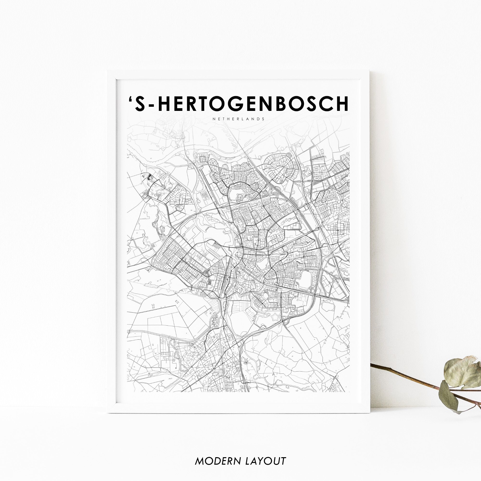 Den Bosch Netherlands Map S-Hertogenbosch Netherlands Map Print Map Art Poster Den | Etsy Hong Kong