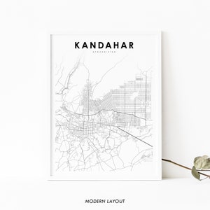 Impressão de mapa de Kandahar Afeganistão, pôster de arte de mapa, کندهار Gandahar, impressão de mapa de estradas de ruas da cidade, decoração de parede de quarto de berçário, mapa para impressão