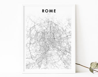 Rome Italy Map Print, Map Art Poster, Roma Italia Lazio City Street Road Map Print, Nursery Room Wall Office Decor, Printable Map