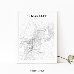 Flagstaff AZ Map Print, Arizona USA Map Art Poster, City Street Road Map Print, Nursery Room Wall Office Decor, Printable Map