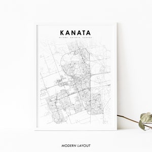 Kanata Ottawa Ontario Karte Drucken, ON Kanada Karte Kunst Poster, Stadt Straße Straße Karte Druck, Kinderzimmer Wand Büro Dekor, druckbare Karte