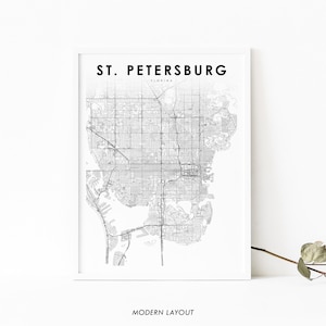 St. Petersburg FL Kaart Print, Florida USA Kaart Art Poster, City Street Road Map Print, Kinderkamer Muur Kantoor Decor, Afdrukbare kaart