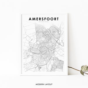 Amersfoort Niederlande Karte Print, Karte Kunst Poster, Utrecht Holland, Stadt Straße Road Map Print, Kinderzimmer Wand Büro Dekor, druckbare Karte