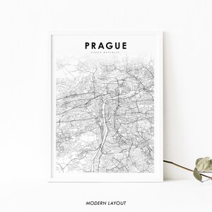 Impressão de mapa da República Tcheca de Praga, pôster artístico de mapa de Praga, República Tcheca, impressão de mapa de estradas da cidade, decoração de escritório de parede de quarto de berçário, mapa para impressão