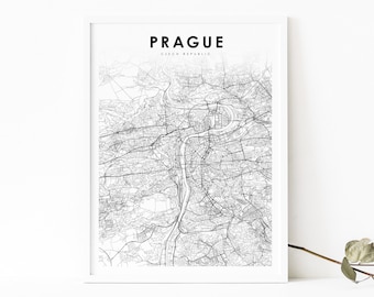 Prague Czech Republic Map Print, Praha Czechia Map Art Poster, City Street Road Map Print, Nursery Room Wall Office Decor, Printable Map