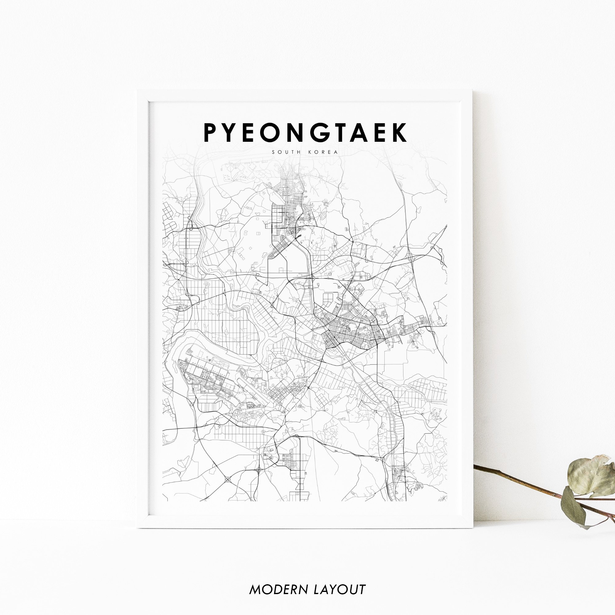 Pyeongtaek South Korea Map Print Map Art Poster 평택 평택시 경기도 Etsy
