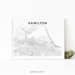 Hamilton Ontario Map Print, ON Canada Map Art Poster, Burlington, City Street Road Map Print, Nursery Room Wall Office Decor, Printable Map