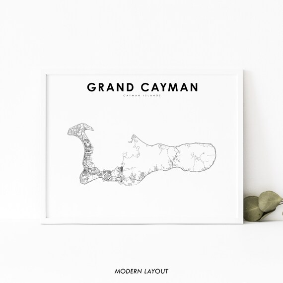 Grand Cayman Map Print Cayman Islands Map Art Poster George | Etsy