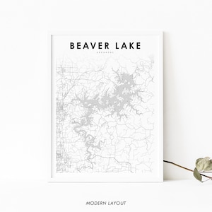 Beaver Lake AR Map Print, Arkansas USA Karte Art Poster, Rogers, City Street Road Map Print, Kinderzimmer Wand Büro Dekor, druckbare Karte