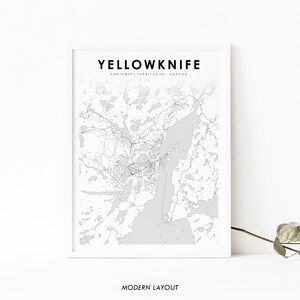 Yellowknife NT Map Print, Northwest Territories Canada Map Art Poster, City Street Road Map Print, Nursery Room Wall Office Decor, Printable