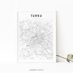Turku Finnland Karte Print, Karte Kunst Poster, Åbo Turun Suomi, Stadt Straße Road Map Print, Kinderzimmer Wand Büro Dekor, druckbare Karte