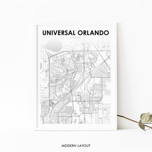 Universal Orlando Resort Map Print, Florida FL USA Kaart Art Poster, City Street Road Map Print, Kinderkamer Muur Kantoor Decor, Afdrukbare kaart