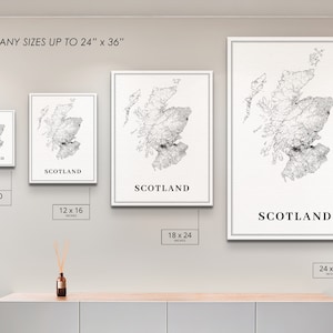 Scotland Map Print, Road Map Art Poster, UK United Kingdom Britain ...