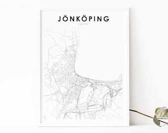 Stampa della mappa della Svezia di Jonkoping, poster artistico della mappa, Jönköping Vättern, stampa della mappa stradale della città, decorazione dell'ufficio della parete della stanza della scuola materna, mappa stampabile