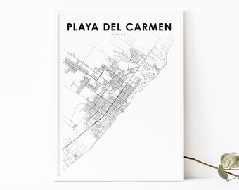 Playa del Carmen Mexico Map Print, Map Art Poster, Riviera Maya, City Street Road Map Print, Nursery Room Wall Office Decor, Printable Map