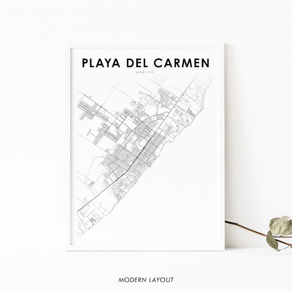 Playa del Carmen Mexico Map Print, Map Art Poster, Riviera Maya, City Street Road Map Print, Nursery Room Wall Office Decor, Printable Map