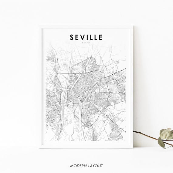SEVILLE Spain Map Print Travel Nursery Decor A3 A2 A1 Wall Art A1 A2 A3 Sevilla Espana Travel Print Housewarming Gift