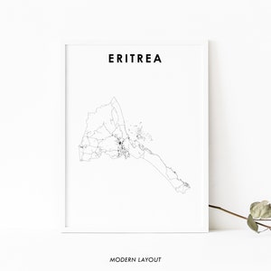 Impression de carte de l’Érythrée, affiche de carte routière de pays, إريتريا Asmara Afrique carte Art, décor de bureau de mur de salle de pépinière, carte imprimable