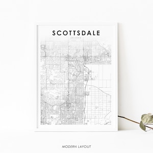 Scottsdale AZ carte impression, Arizona USA carte Art affiche, région de Phoenix, City Street Road Map Print, Nursery Room Wall Office Decor, carte imprimable