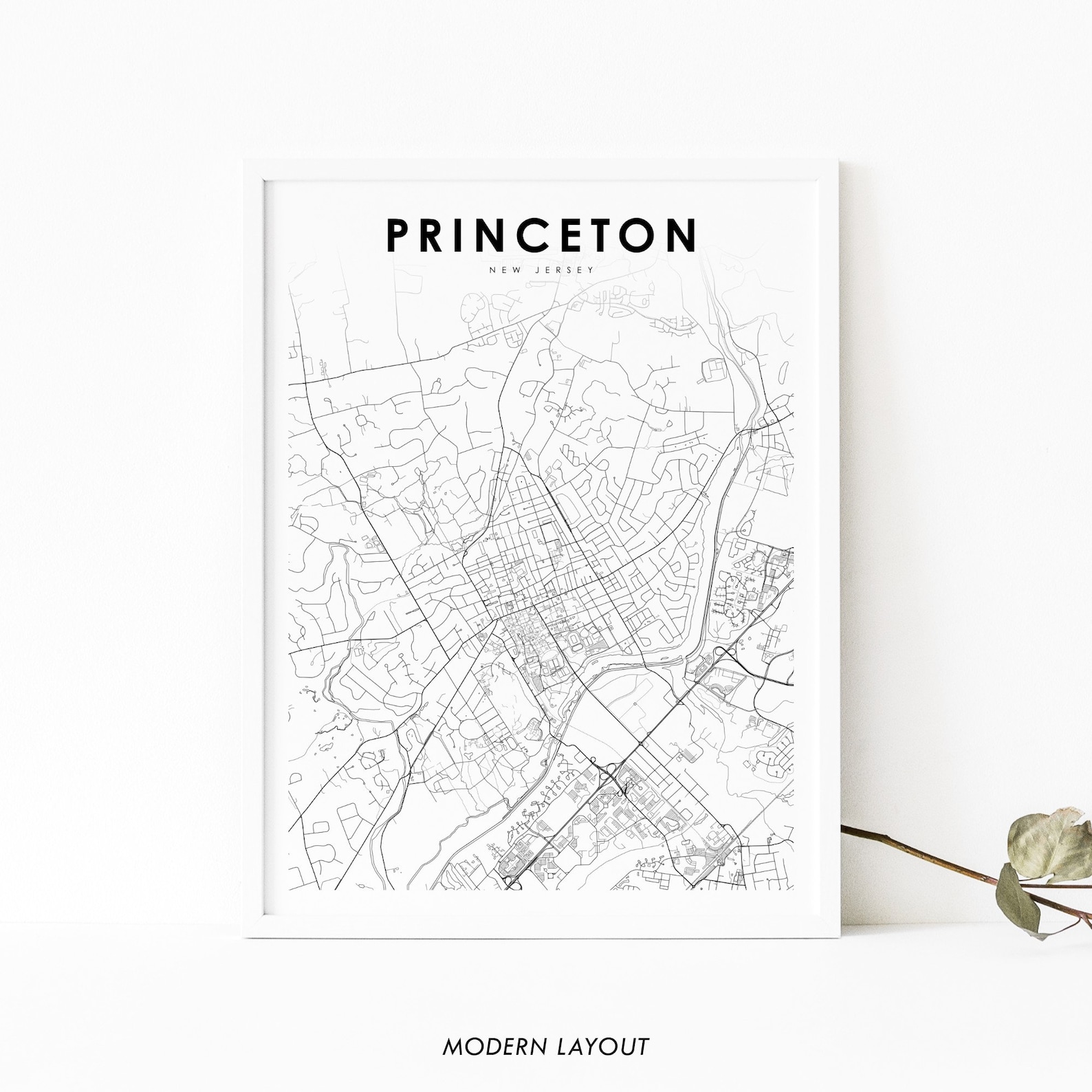 Princeton NJ Map Print New Jersey USA Map Art Poster Mercer | Etsy
